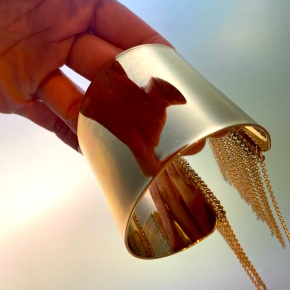 Gold Fringe Cuff Bracelet - Picture 7 of 7